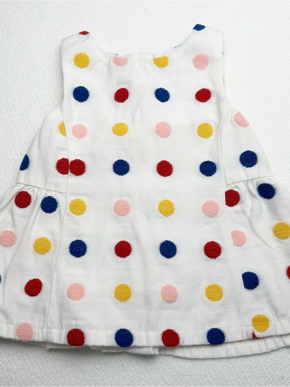 Genuine Kids White Polka Dot Casual Dress with Multicolor Dots